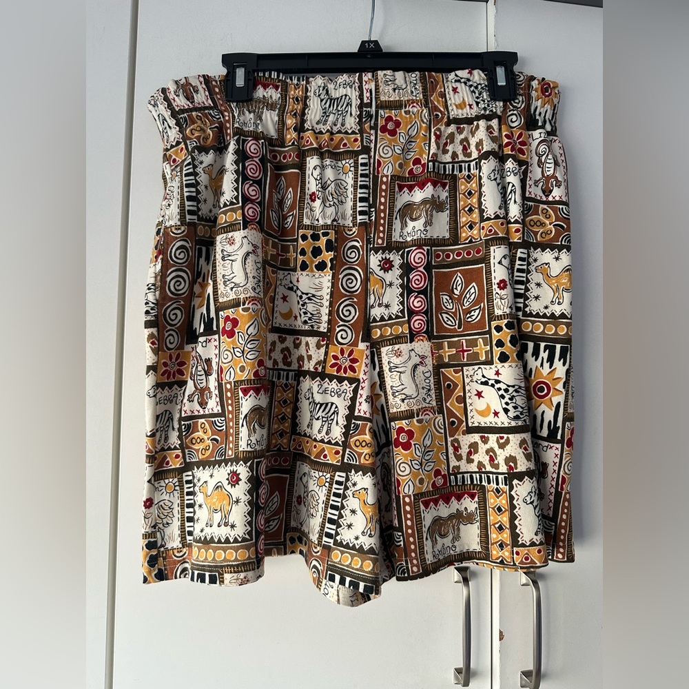 🦓🌿 Vintage Bechamel Safari Animal Patchwork Shorts XL